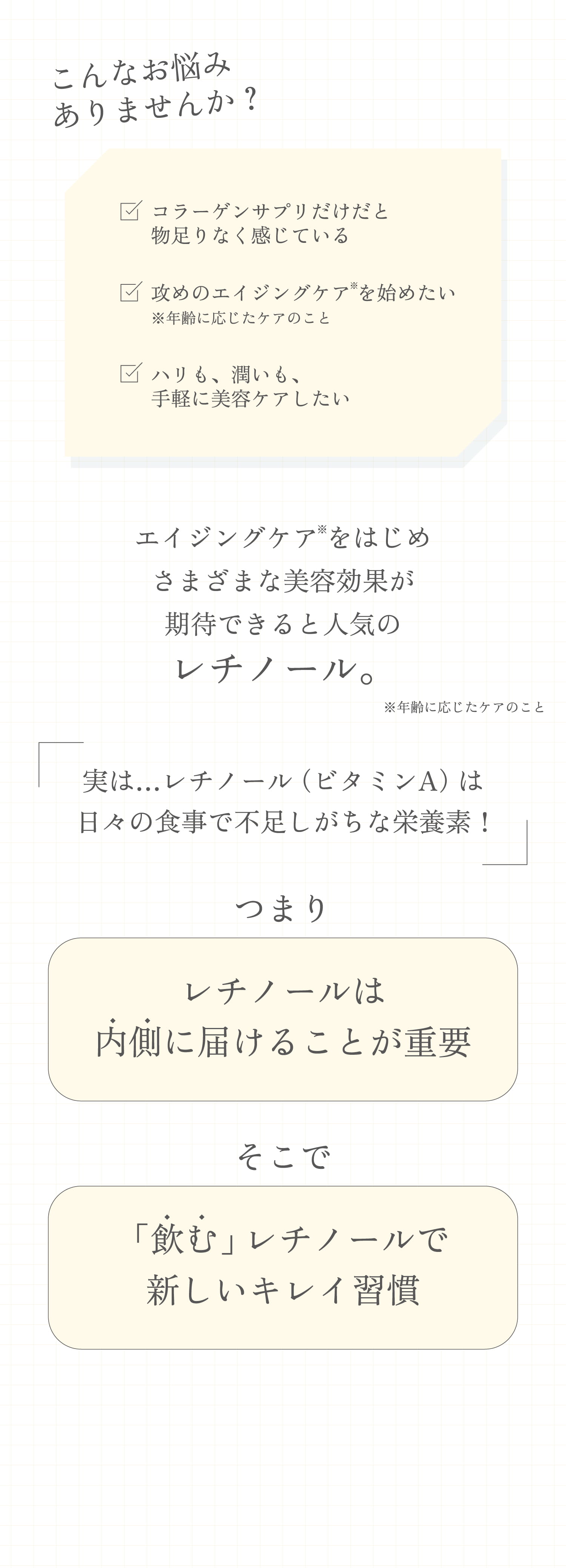 エイジングケア※をはじめさまざまな美容効果が期待できると人気のレチノール。※年齢に応じたケアのこと